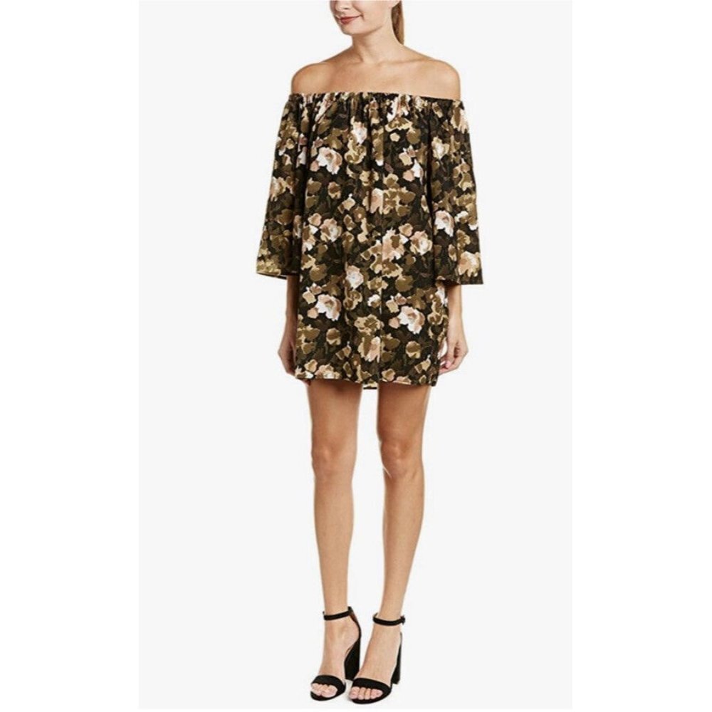French Connection Women's Olive Night Adeline Dream Off The Shoulder Dress SZ M